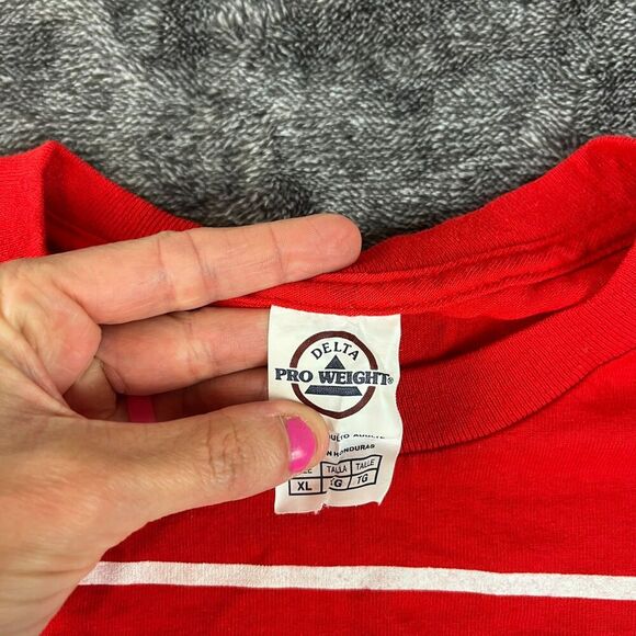 Vtg Delta Pro Weight I Bleed Bulldog Red Fresno State Men's XL Red T-Shirt - Picture 4 of 10